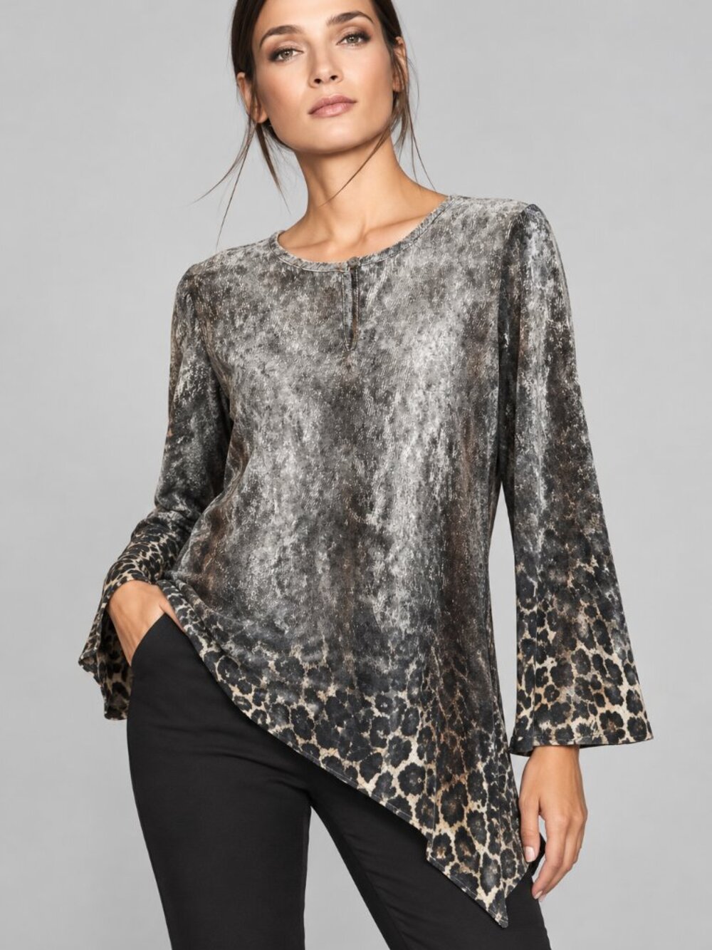 Sheer Charlie Paige tunic, animal print